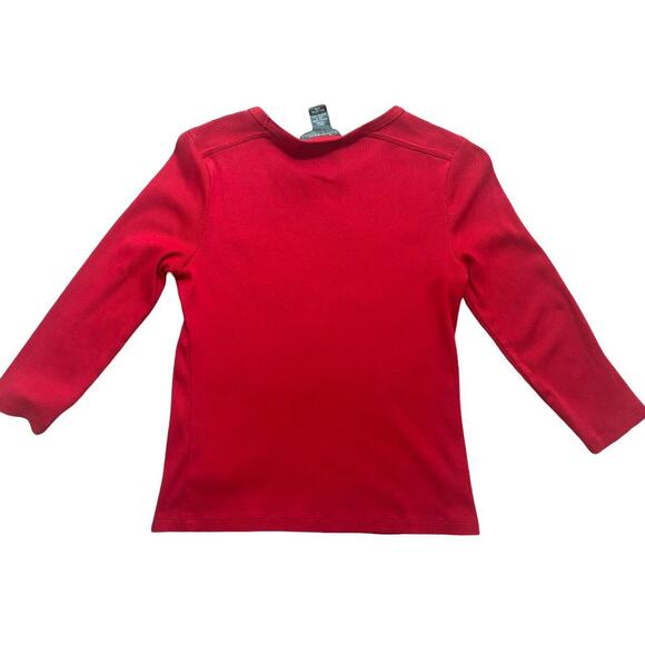 Y2K VTG. RALPH LAUREN RED RIBBED‎ SHIRT SMALL/petite - Picture 5 of 6